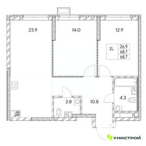2-к квартира, вторичка, 69м2, 7/31 этаж