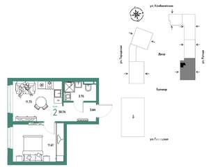 2-к квартира, строящийся дом, 31м2, 15/24 этаж