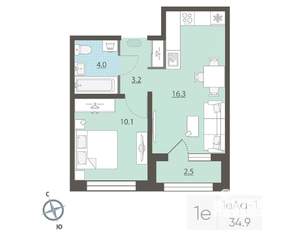 1-к квартира, вторичка, 35м2, 3/25 этаж