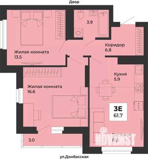 2-к квартира, вторичка, 62м2, 19/25 этаж