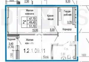 2-к квартира, вторичка, 51м2, 11/18 этаж