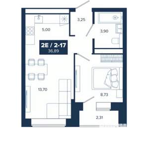1-к квартира, вторичка, 35м2, 7/24 этаж