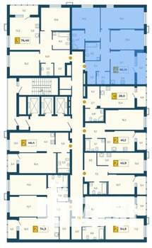 2-к квартира, строящийся дом, 74м2, 19/25 этаж