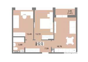 2-к квартира, вторичка, 60м2, 7/10 этаж