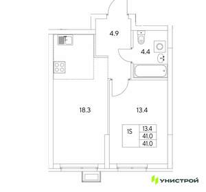 1-к квартира, вторичка, 41м2, 3/30 этаж