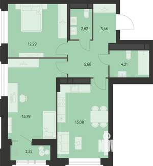 2-к квартира, вторичка, 60м2, 3/11 этаж