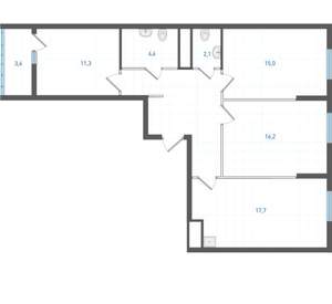 3-к квартира, вторичка, 82м2, 19/19 этаж