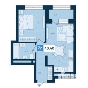 2-к квартира, строящийся дом, 40м2, 16/29 этаж