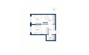 1-к квартира, вторичка, 45м2, 23/28 этаж