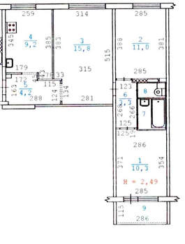 3-к квартира, вторичка, 58м2, 8/9 этаж
