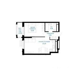 1-к квартира, вторичка, 45м2, 26/30 этаж