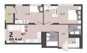 2-к квартира, вторичка, 60м2, 12/19 этаж