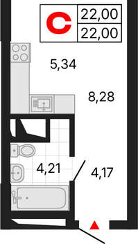 Студия квартира, вторичка, 22м2, 3/25 этаж