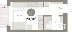 Студия квартира, вторичка, 21м2, 7/9 этаж