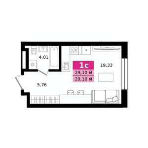 Студия квартира, строящийся дом, 29м2, 9/27 этаж