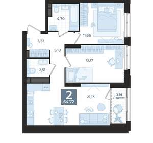 2-к квартира, вторичка, 65м2, 9/31 этаж