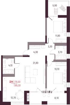 2-к квартира, вторичка, 80м2, 25/25 этаж