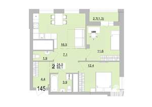 2-к квартира, вторичка, 59м2, 20/24 этаж