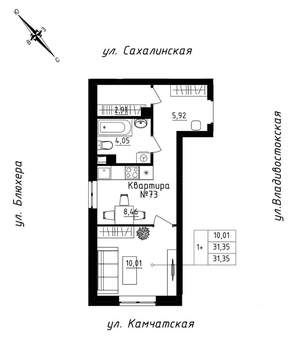 Студия квартира, вторичка, 31м2, 7/25 этаж