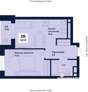 1-к квартира, вторичка, 42м2, 7/31 этаж