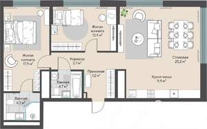 2-к квартира, вторичка, 87м2, 20/27 этаж