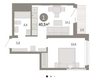1-к квартира, вторичка, 41м2, 7/8 этаж