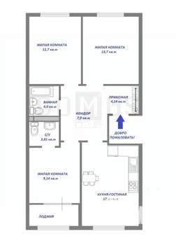 3-к квартира, сданный дом, 76м2, 5/25 этаж