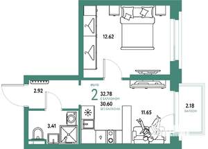 2-к квартира, вторичка, 33м2, 6/20 этаж