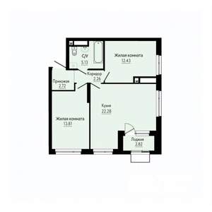 2-к квартира, строящийся дом, 60м2, 16/30 этаж