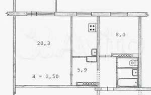 2-к квартира, вторичка, 43м2, 8/9 этаж