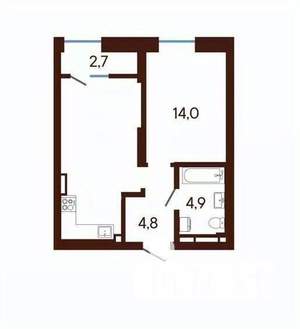 1-к квартира, вторичка, 41м2, 16/22 этаж