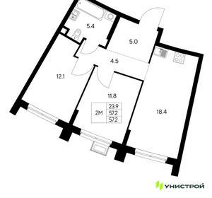 2-к квартира, вторичка, 57м2, 2/30 этаж