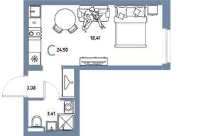 Студия квартира, строящийся дом, 25м2, 5/24 этаж