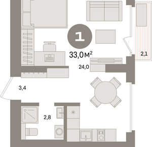 Студия квартира, вторичка, 32м2, 9/9 этаж