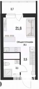 Студия квартира, вторичка, 30м2, 23/25 этаж