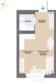 Студия квартира, вторичка, 28м2, 10/25 этаж