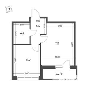 1-к квартира, вторичка, 40м2, 7/8 этаж