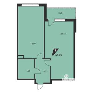 2-к квартира, вторичка, 51м2, 4/25 этаж