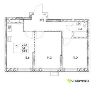2-к квартира, вторичка, 54м2, 12/30 этаж