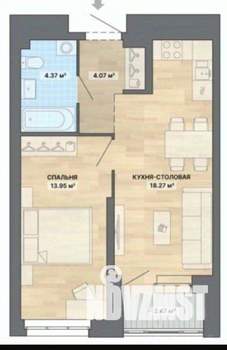 1-к квартира, вторичка, 43м2, 19/30 этаж