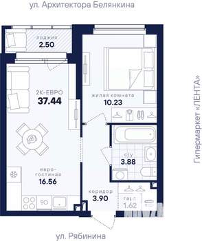 1-к квартира, вторичка, 37м2, 4/26 этаж