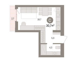 Студия квартира, вторичка, 31м2, 2/16 этаж