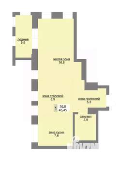 1-к квартира, вторичка, 45м2, 19/30 этаж