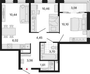 2-к квартира, вторичка, 53м2, 14/25 этаж