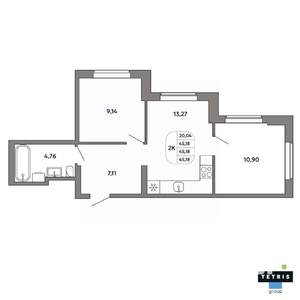 2-к квартира, вторичка, 45м2, 12/32 этаж