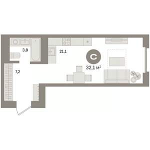 Студия квартира, вторичка, 32м2, 18/24 этаж