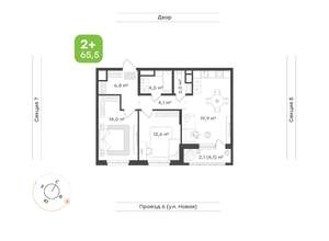 2-к квартира, вторичка, 66м2, 8/17 этаж