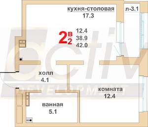 1-к квартира, вторичка, 39м2, 8/16 этаж