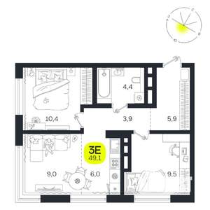 3-к квартира, вторичка, 49м2, 18/27 этаж