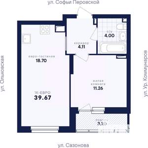 1-к квартира, вторичка, 40м2, 9/17 этаж